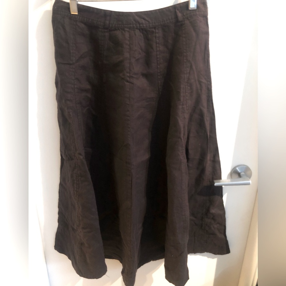 5/$20 GRACE ELEMENTS 4 dark brown linen skirt